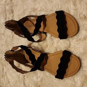 Maurices Black Scalloped Sandals